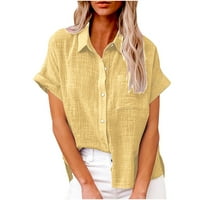 Modna ženska kauzalno dugme Čvrsta bluza Majica kratkih rukava Ljetni vrhovi gumb dolje majice za žene