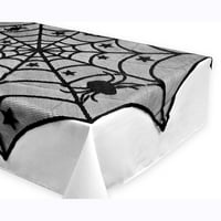 Okrugli poliester čipkasti tablica crna Spider Web Halloween Stolcloth za Noć vještica