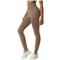 HHEI_K Ženske joge hlače za prozračnu jogu odjeću od pune boje elastične visoke struk vježbe bazi fitness