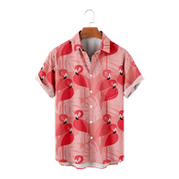 Muška ženska havajska majica Flamingo niz kratki rukav Novelty Beach Aloha Košulje za kuglanje, Veličine Dječje odrasle osobe, Unisex