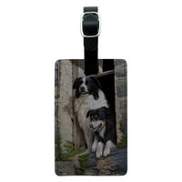 Granični Collies Prozor psi Pravokutnik kožne prtljažne kartice Kofer za kofer za nošenje ID-a