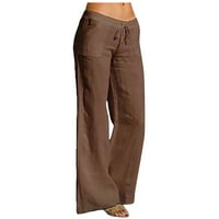 Mafytytpr Zazor prodaja predmeta Women Plus veličine Hlačevegnetne pamučne posteljine čvrste duge hlače