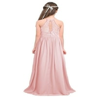ZDHOR GIRKE Chiffon cvjetna čipka Bodice haljina Halter High Sheik Birthday Vjenčanje cvjetna djevojka haljina biserna ružičasta 12