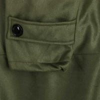 Muški remen dugih rukava zarez rever u sredini jaknu Čvrsta boja Comfy Držite toplo zgusnute gumbu za
