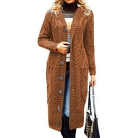 Munlar Womens Cardigan džemperi, ženska pletiva labava srednja dužina nepravilnog džemper sa gumbima