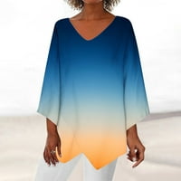 Ženske tuničke vrhove plus veličina modni casual v-izrez dugih rukava za ispis križa bluza
