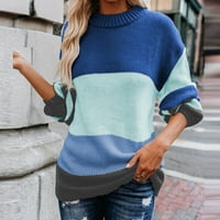 Dugi džemperi za žene Lagani u boji Blok okrugli vrat ultra mekani džemper casual dugih rukava