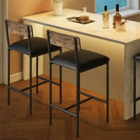 Barske stolice sa 2, tapecirane trake sa leđima sa leđima, kuhinjskim barskim stolicama sa nogu, debeli