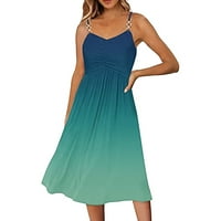 Ljetne haljine za žene gradijentni tisak bez rukava V izrez špagete remen Line Sun plus veličina Halter