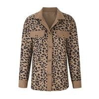 Ženska jesenska odjeća za košulje za košulje kaput Leopard Ispis Dugme s dugim rukavima dolje od jakne