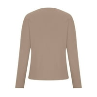 Zunfeo džemper za žene - V-izrez casual dugih rukava Klintni vrhovi labavi fit pulover Solid Comfy Fall Tops Beige XL