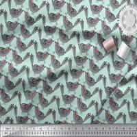 Soimoi Green Japan Crepe Satin tkanina ptica narodna umjetnost Print tkanina od dvorišta široko