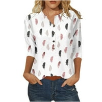 Fjofpr Womens Tops majice za žene Casaul cvjetno tiskane majice s kratkim rukavima s kratkim rukavima V-izrez