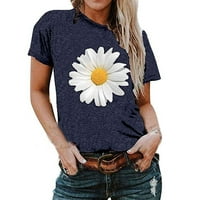 Žene plus veličine T-majice Cleance Plus size Ženski kratki rukav cvjetni ispisani suncokret o-vrat