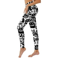 Ženske hlače Ležerne prilike labave pantalone Halloween bundeve Print High Squist Yoga uska fitnes hlače