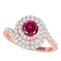 Mauli dragulji za žene 1. karat isprepleteni dizajnerski dijamant i stvoreni rubin prsten 4-prong 14k