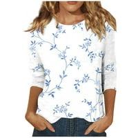 Ženske bluze i vrhovi Dressy casual rukave cvjetne majice Plava 2xl