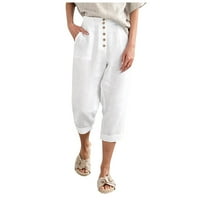 Yubatuo pantalone za žene sa malim pamučnim i posteljinom elastičnih struka labave ležerne hlače Sedme