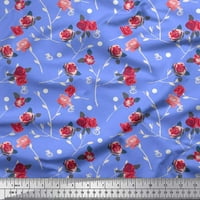 Lišće tkanine Soimoi Silk, & Rose cvjetna tiskana tkanina od dvorišta široka