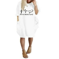Ležerna dečka Baggy Majica Haljina za žene Plus size Slovo s dugim rukavima Ispis Pulover Tunic Dugi