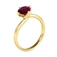 AoneJewelry 0. Carat okrugli oblik stvoren rubin dragulj pasijans angažman prsten za žene izrađene u 10k ružino bijelo i žuto zlato