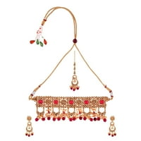 Efulgenz Indijski nakit Choker ogrlica Maang Tikka Minđuše Bollywood Wedding Crystal Kundan ogrlica