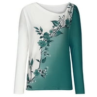 Majice s dugim rukavima za žene labave fit asimetrični vrhovi vrata modne bluze cvjetni tiskani pulover