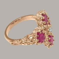 Britanci napravio 9k ružin zlatni prirodni dijamant i rubin ženski Obećani prsten - Opcije veličine - veličina 10.5