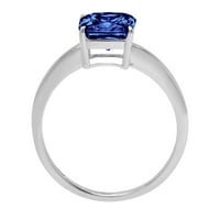 2.0ct Asscher Cut plavi simulirani tanzanite 18k bijelo zlato Graviranje Izjava godišnjica Angažovanje vjenčanog pasijansa Veličina prstena 5,5