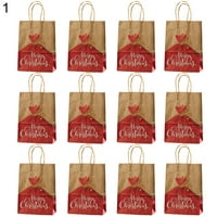 Kraft božićne torbe sortirane veličine s božićnim poklon oznakama, božićne poklon vrećice sklopivi crtani