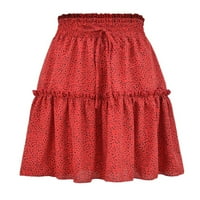Aaimomet Y2K suknja Ženski visoko struk nagnuta suknja za ljuljanje, crvena l