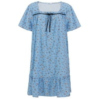 Ženska plus size Nighthowns Sleepwear cvjetni trg salon za vrat, viktorijanski kratki rukav Pajama Maxi