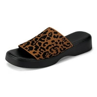 Tenmi Womens klizne na klin sandale pletene gornje klizne sandale ljetne casual cipele za žene Leopard