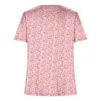 Funicet ženski vrhovi plus veličina Ljetne košulje čipke patchwork v izrez kratki rukav cvjetni tiskani tunike Flowy Pleated bluze