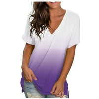 Ženske majice plus veličine V izrez kratki rukav majica Ljetna modna casual labava fit tiskana tunika