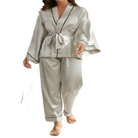 Set Elegant PJ pant setovi dugih rukava svijetlo sive ženske pidžame setovi