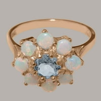 Britanci napravili 14k ružični zlatni prirodni akvamarin i Opal ženski zaručni prsten - veličine opcija - veličine 4,75