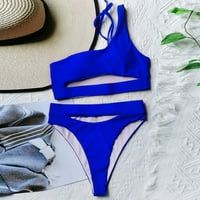 Žene kupaće kostime Čvrsta boja dvodijelni podijeljeni kupaći kostim bikini plivajući odjeću kupaći