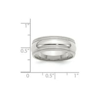 Čvrsta srebrna srebrna muška udobnost fit dvostruke milgrain veličine 10. Vjenčani prsten