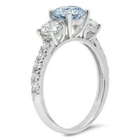 CT sjajan okrugli rez Clear Simulirani dijamant 18k bijeli zlatni pasijans sa akcentima tromjenski prsten