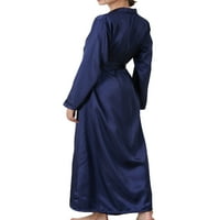 Cindysus ženske lagane s kablovima haljina ženske elegantne pidžame pune boje spavanja V izrez casual ogrtač mornarice plavi l