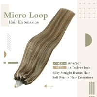 Sunny Micro Ring Loop Extensions za kosu ravno Remy ljudska kosa smeđa s plavuša isticaj prave kose 50g