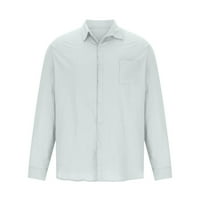 Dugme Down Majice za muškarce Velike i visoke čvrste boje dugih rukava ovratnik Cardigan Tees Moda Casual Jesen New bluza The White XL