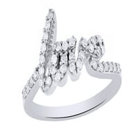 Bijeli prirodni dijamant Ljubav prsten u 10k bijelom zlatu