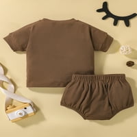 Calsunbaby Toddler Baby Unise Suit's Infents Boy Girl Solid Boja okrugli vrat Kratki rukav Tors + Patchwork zavoja
