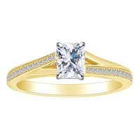 0. Carat zračenje i okrugli bijeli prirodni dijamantski zaručni prsten za angažman u 14K čvrstog žutog