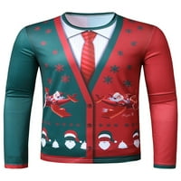 Tenmi Muški božićni majica Snowman Print Xmas Tops Crew vrat Basic Tee Regular Fit Bluza Party Pulover