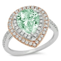 2,5ct kruška zelena simulirana dijamant 14k bijela ruža zlatna gravirajući izveštaj ENGGEMENT Vjenčanje