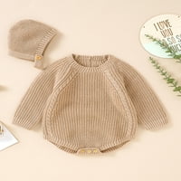 Amiliee bebe djevojke jesen zimske pletene romper dugih rukava zbori džempere za bodicu sa šeširom