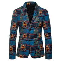 Kapuljač bez kapuljača jesen i zimski modni ležerni etnički stil Print Šivanje tankih jakne labave plave